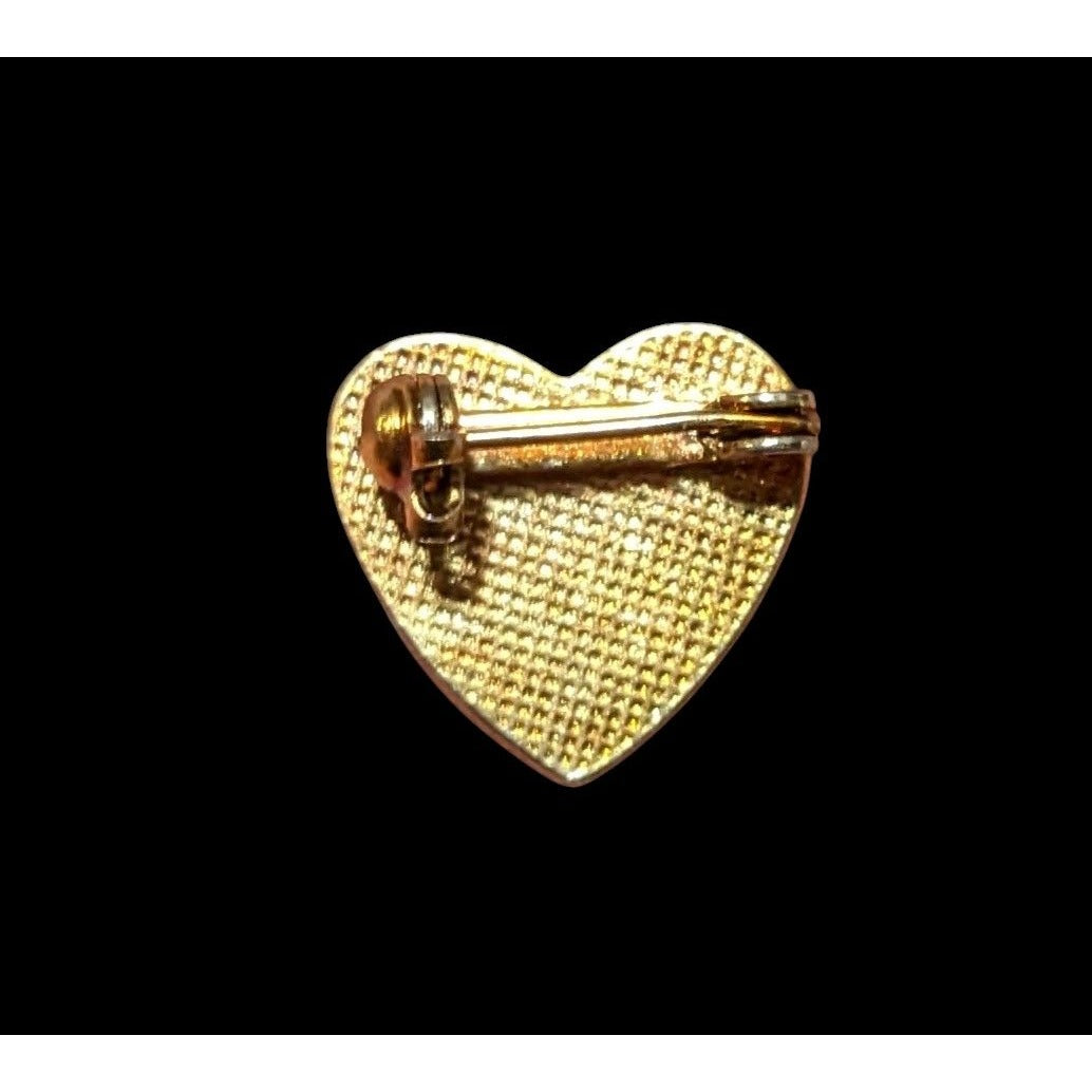 Vintage Red And Gold Mom Heart Mini Brooch