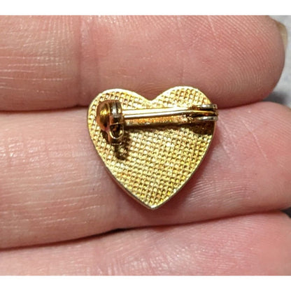 Vintage Red And Gold Mom Heart Mini Brooch