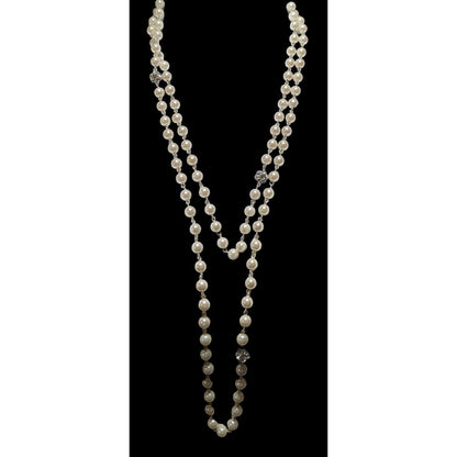 Vintage Roman Pearl Rhinestone Opera Necklace