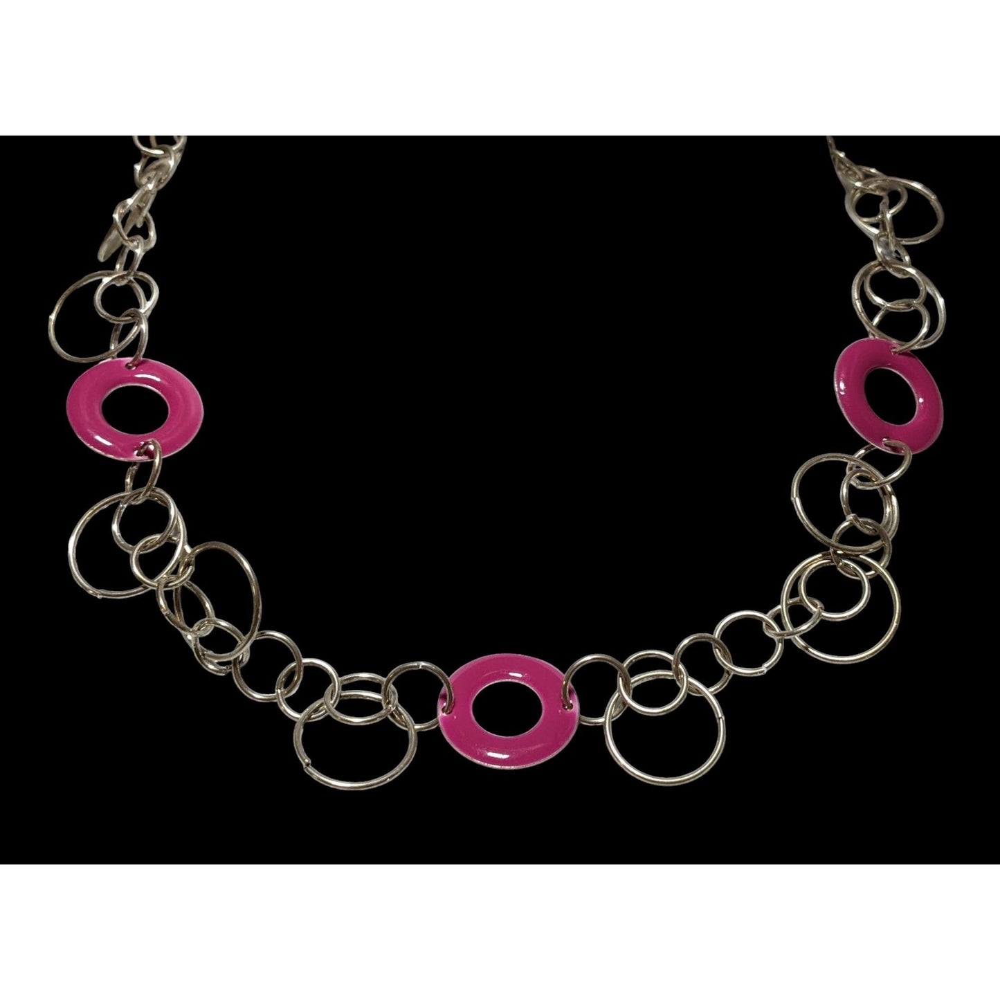 Silver And Pink Ring Neckalce