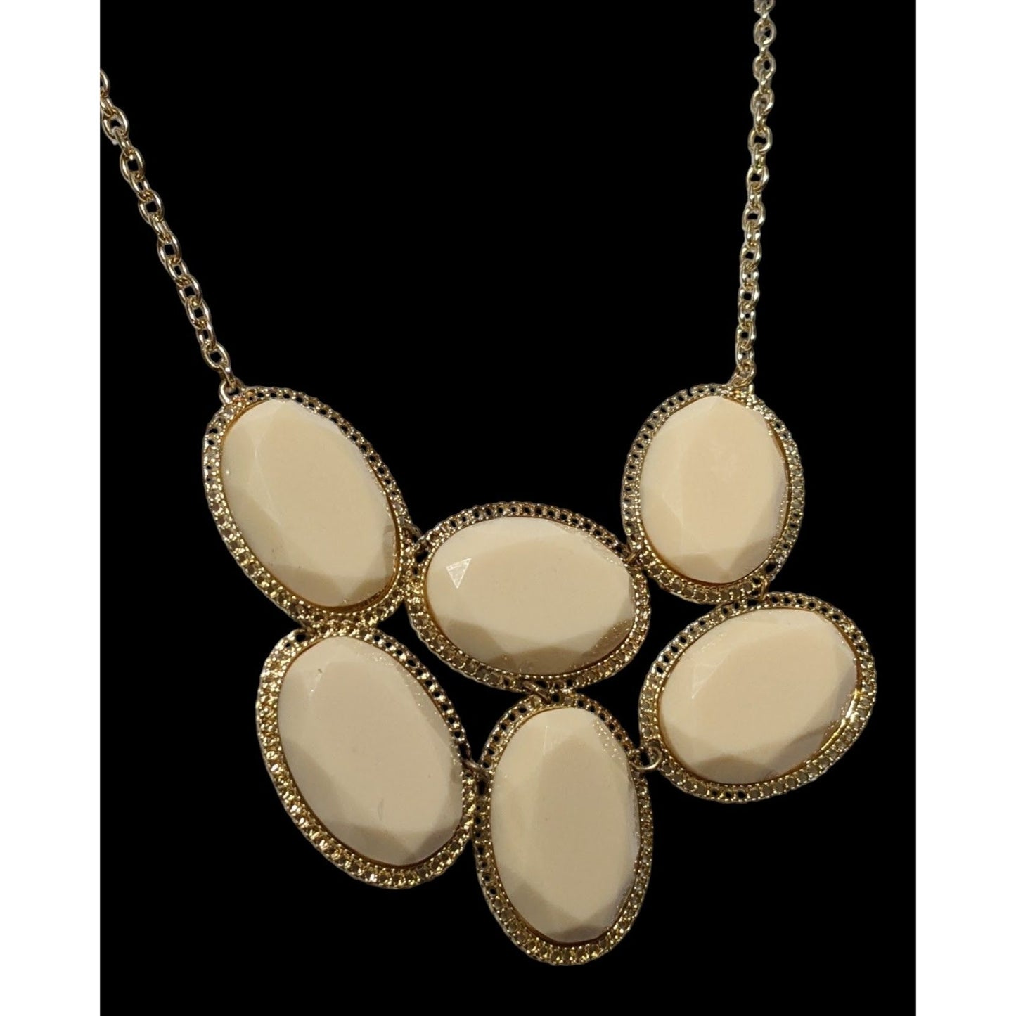 Retro Preppy Cream Gemmed Statement Necklace