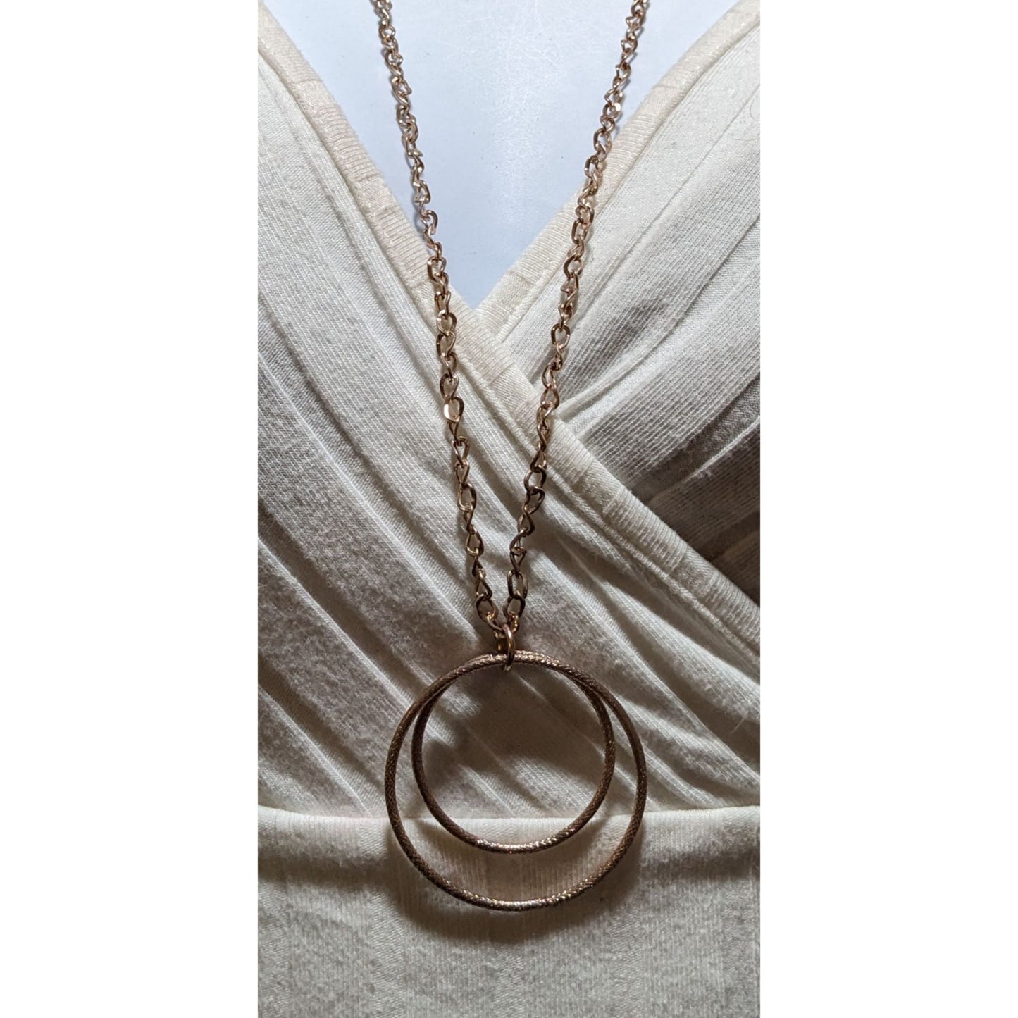 Rose Gold Double Circle Pendant Necklace