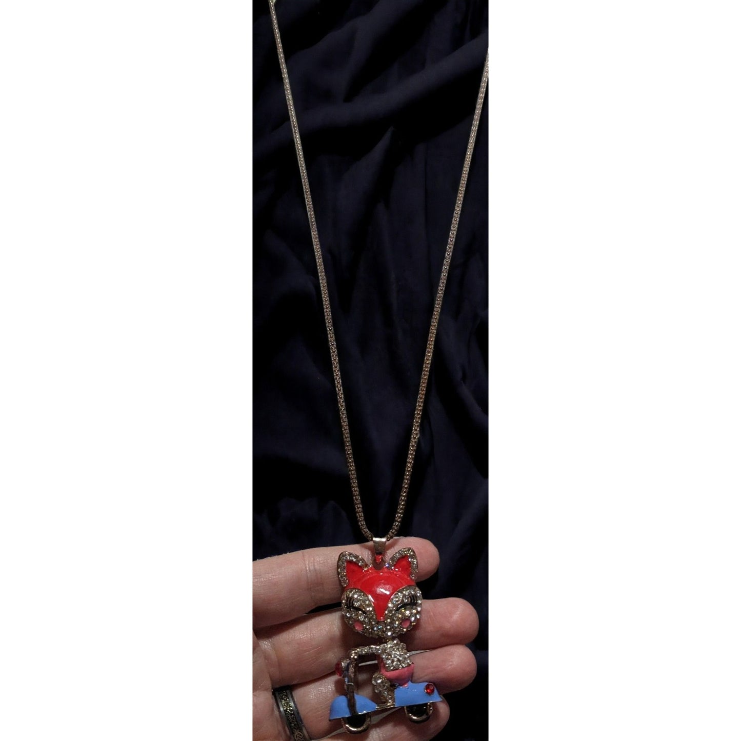 Betsey Johnson Fox Scooter Pendant Necklace