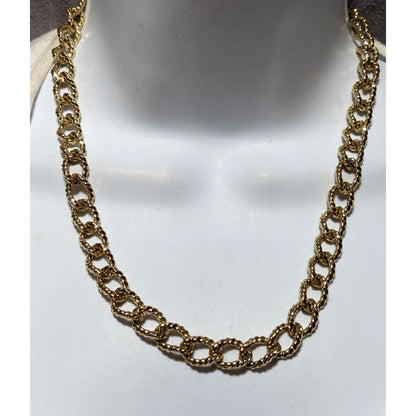 Bright Gold Textured Link Toggle Necklace