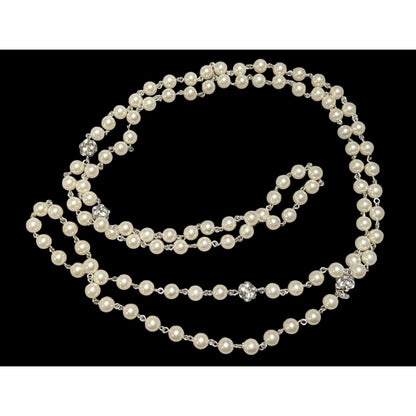 Vintage Roman Pearl Rhinestone Opera Necklace