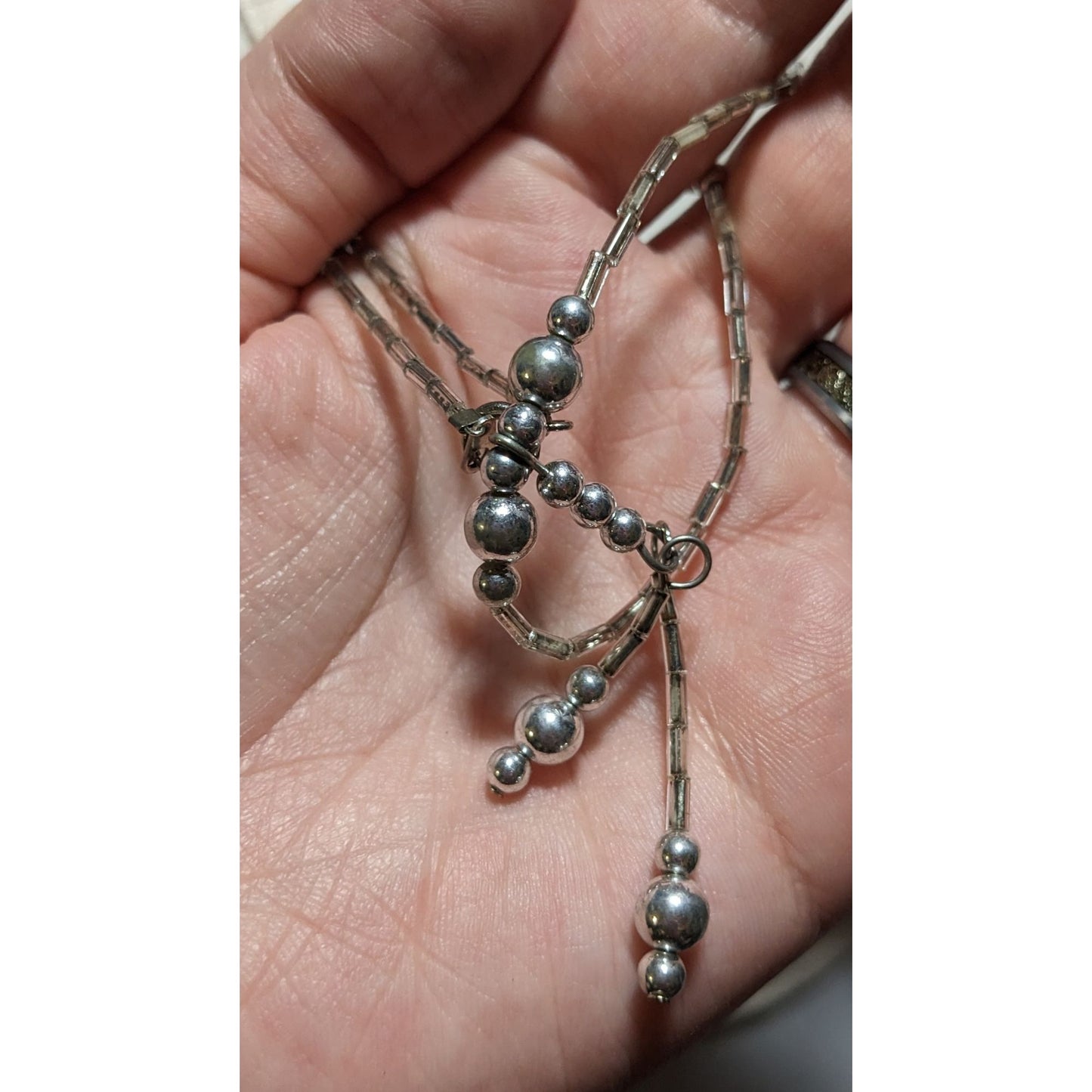 Handmade Silver Beaded Necklace