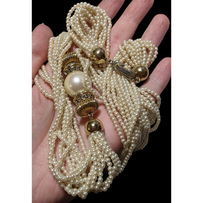 Vintage Glam Gold Pearl Multistrand Statement Necklace