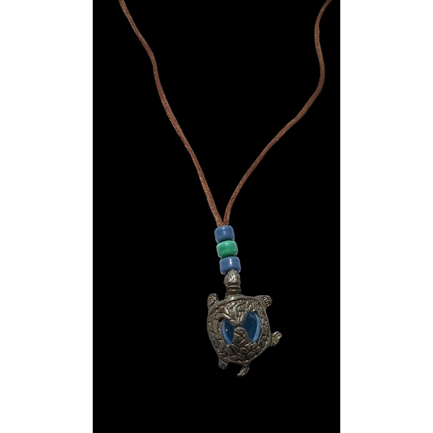 Blue Glass Turtle Necklace