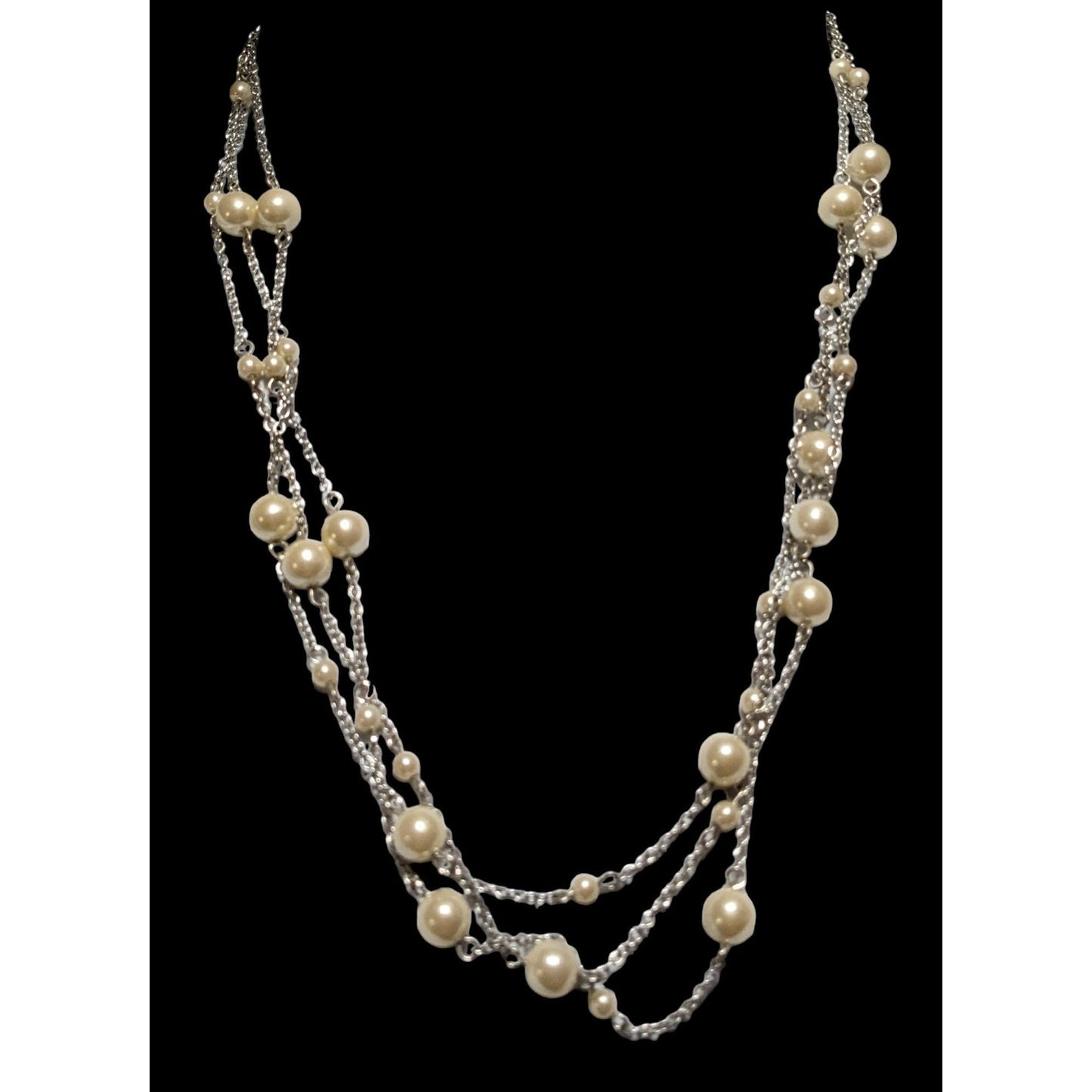 Chaps Multilayer Chain Pearl Necklace