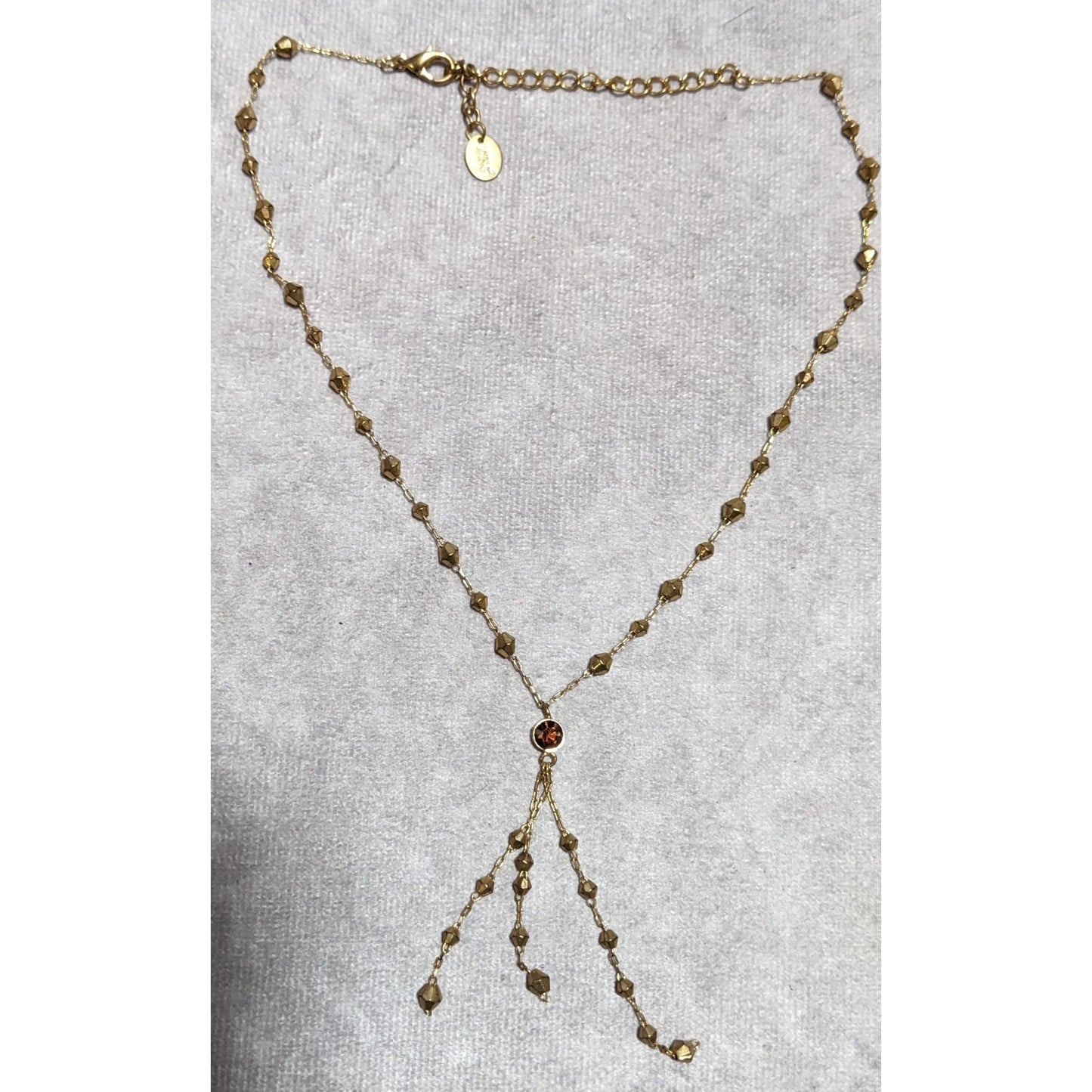 Y2K Icing Gold Beaded Tassel Necklace