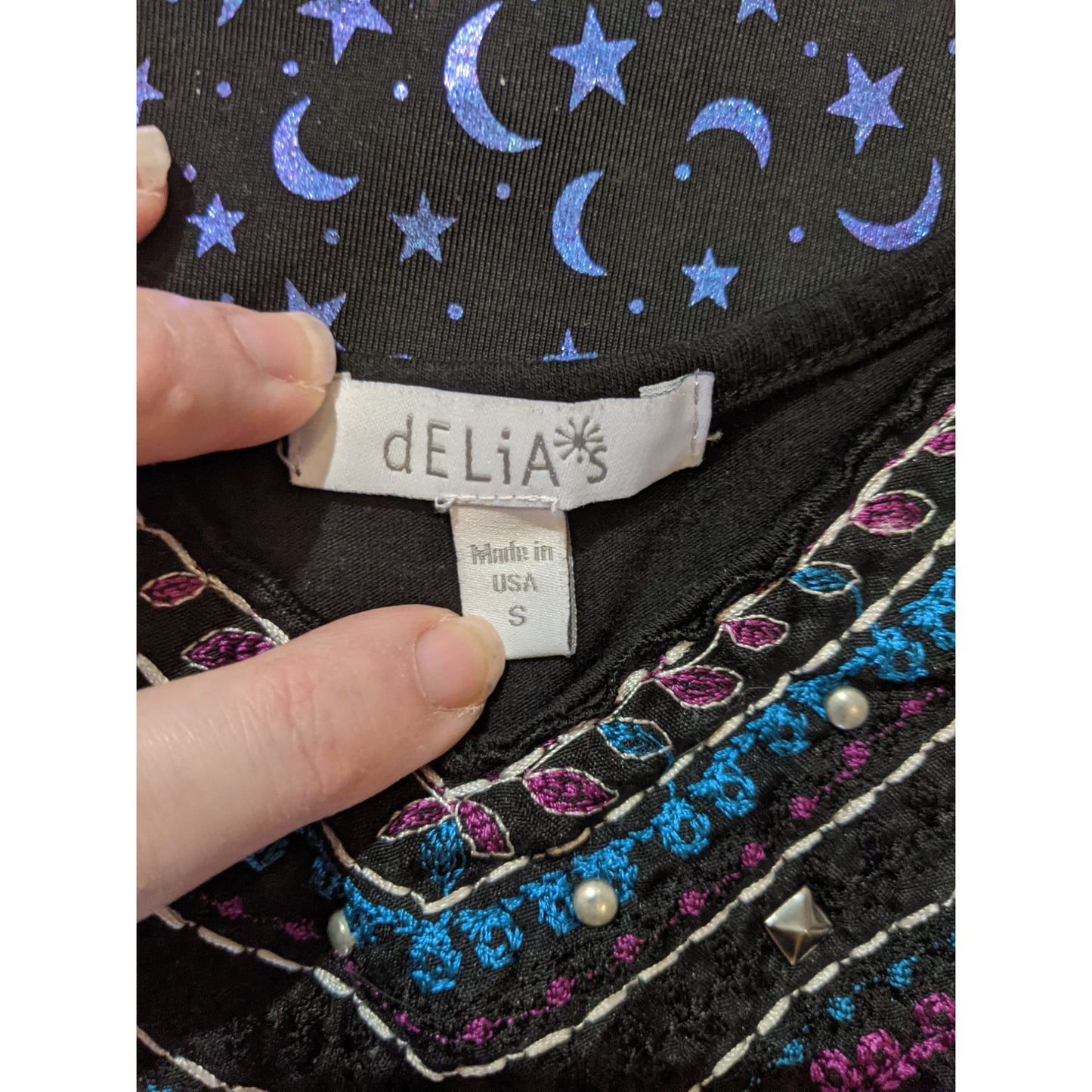 Delia's Black And Blue Fancy Collared Dress