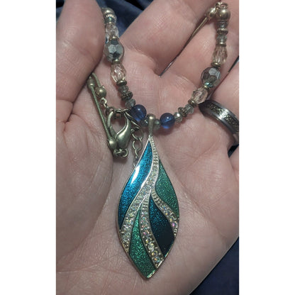 Beaded Enamel Mermaid Pendant Necklace