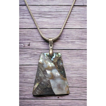 Mother Of Pearl Mosaic Pendant Necklace