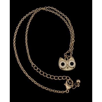 Gold Tone Owl Pendant Necklace Witchy Quirky Woodland Jewelry