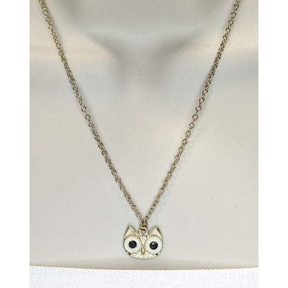 Gold Tone Owl Pendant Necklace Witchy Quirky Woodland Jewelry