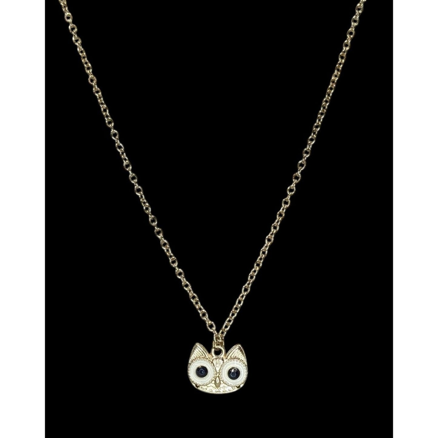 Gold Tone Owl Pendant Necklace Witchy Quirky Woodland Jewelry