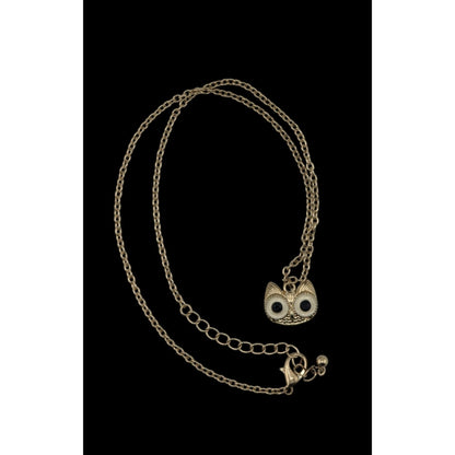 Gold Tone Owl Pendant Necklace Witchy Quirky Woodland Jewelry