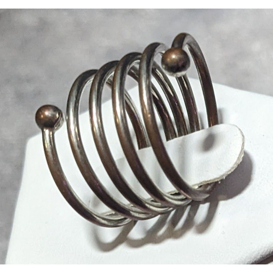 Copper And Silver Tone Metal Coil Ring Size 7