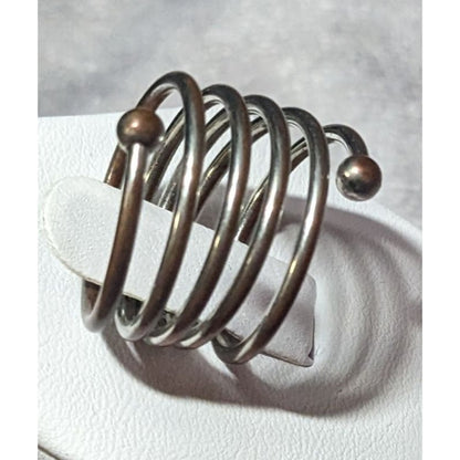 Copper And Silver Tone Metal Coil Ring Size 7