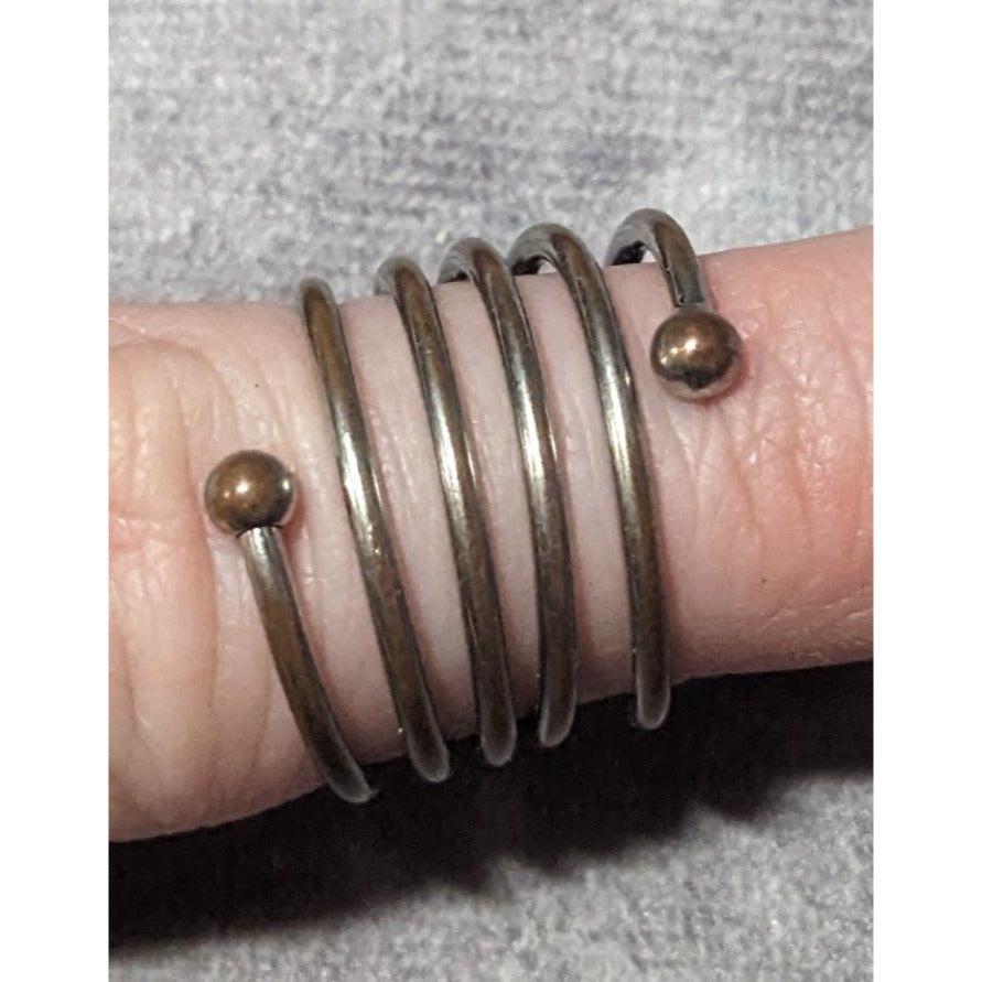 Copper And Silver Tone Metal Coil Ring Size 7