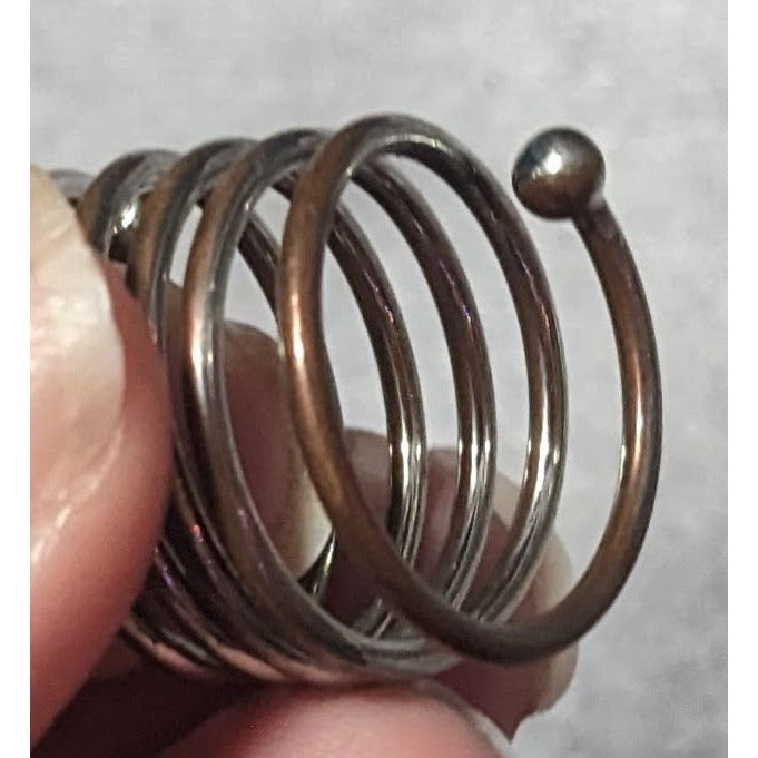 Copper And Silver Tone Metal Coil Ring Size 7