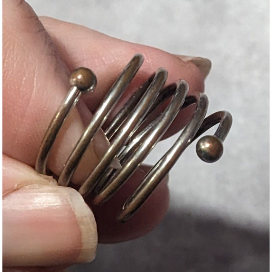 Copper And Silver Tone Metal Coil Ring Size 7