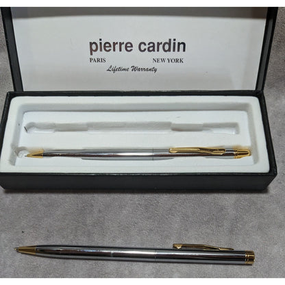 Vintage Pierre Cardin Slim Silver And Gold Writing Set