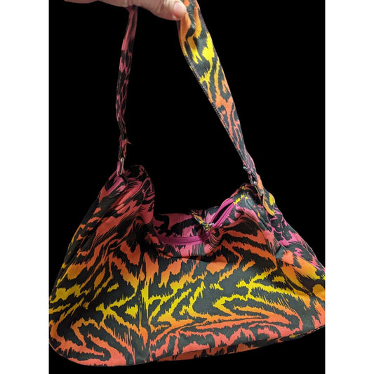 90s Style Rainbow Tiger Print Canvas Shoulder Bag