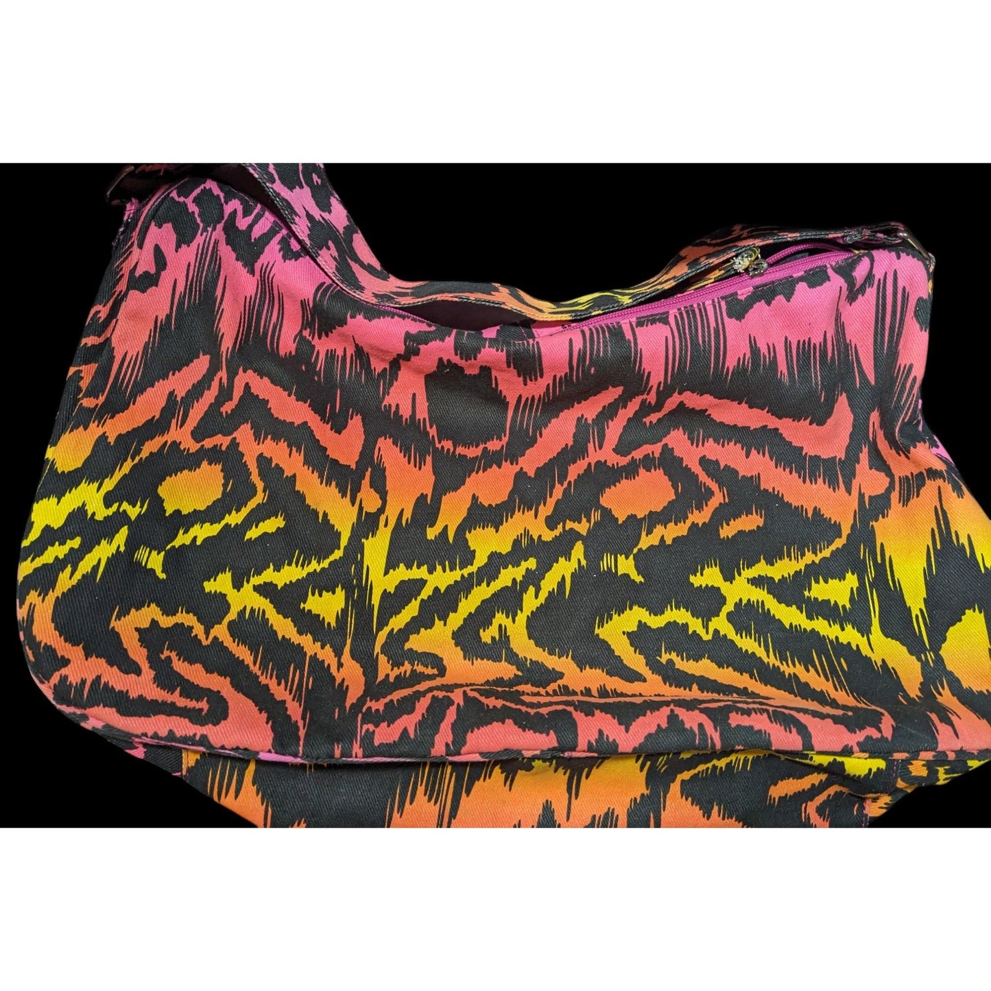 90s Style Rainbow Tiger Print Canvas Shoulder Bag