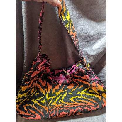 90s Style Rainbow Tiger Print Canvas Shoulder Bag