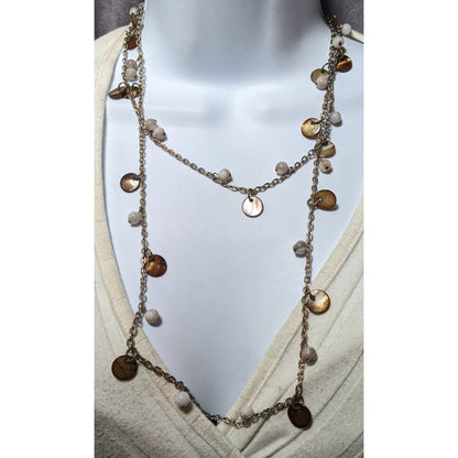 Bohemian Beaded Shell Charm Extra Long Necklace