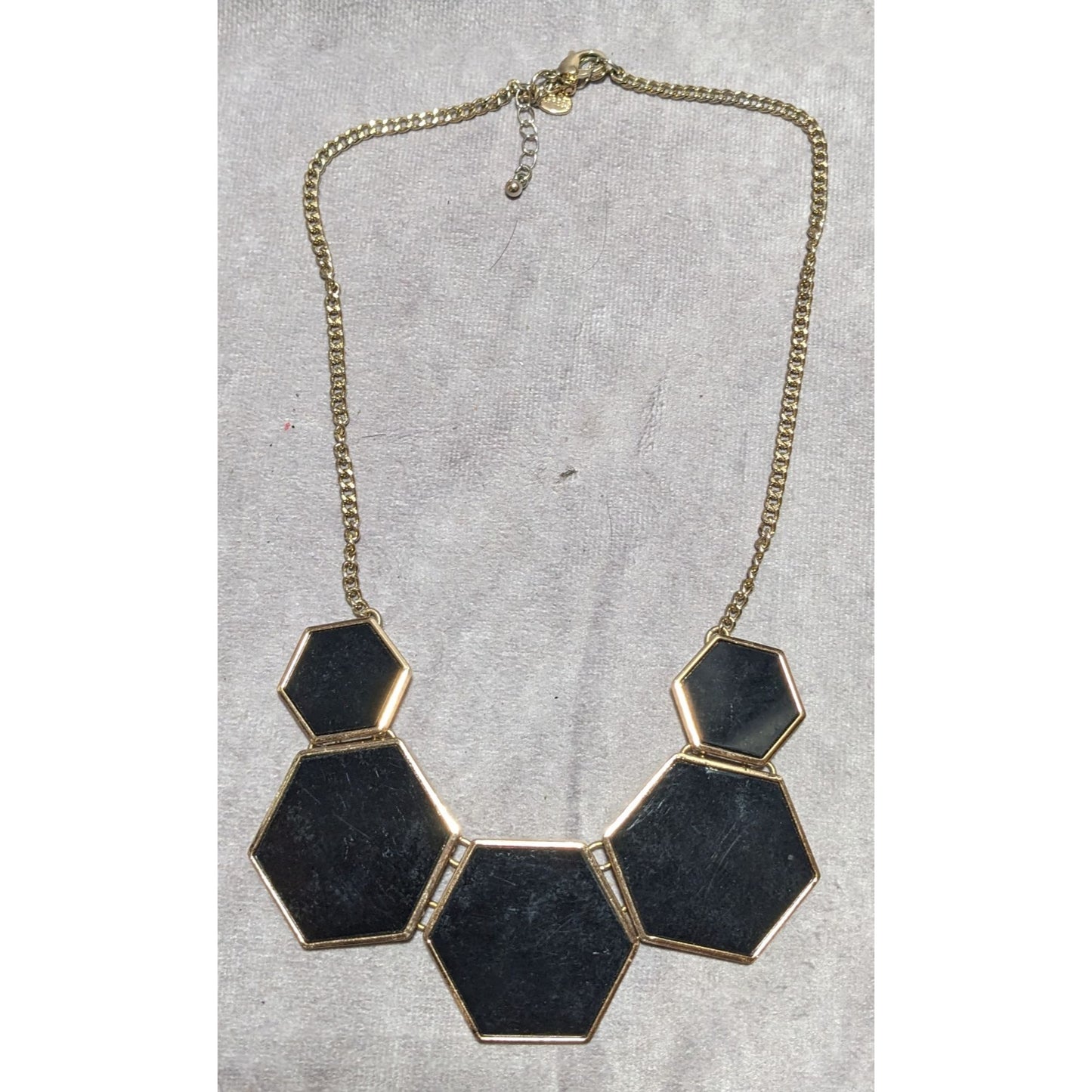 Express Black And Gold Geometric Bib Necklace