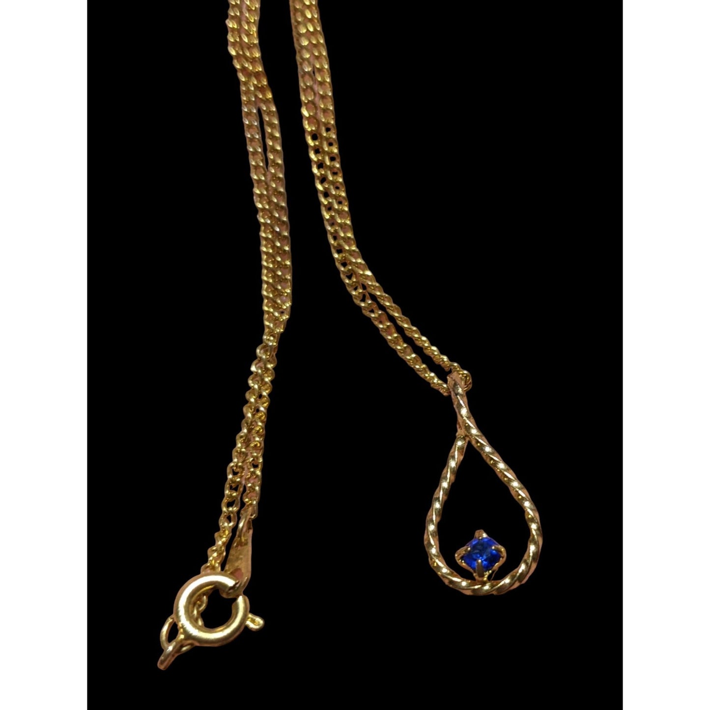 Vintage Blue And Gold Teardrop Lasso Necklace