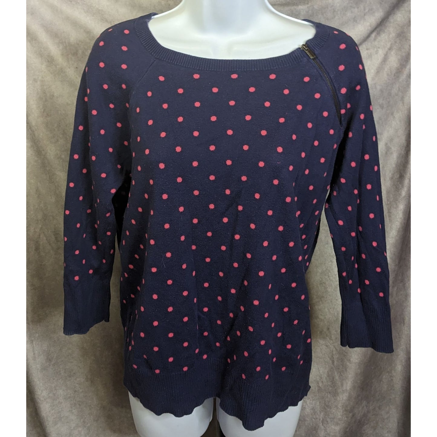 Liz Claiborne Pink And Blue Spotted Sweater