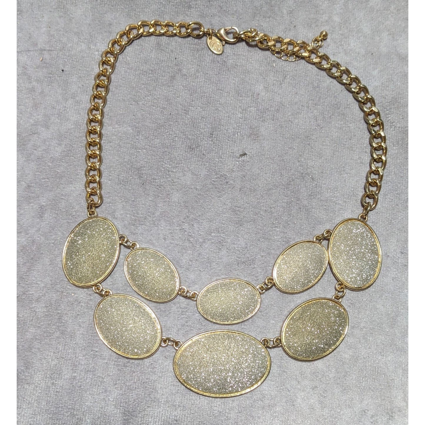 Charming Charlie Gold Silver Glitter Bib Necklace