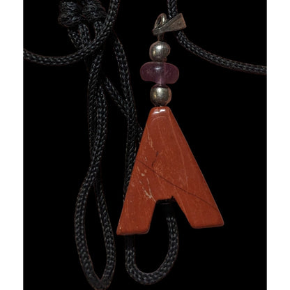 Red Jasper Minimalist Letter A Initial Necklace