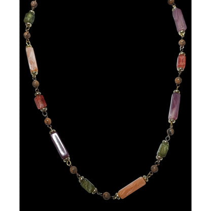 Vintage Rainbow Faux Agate Beaded Necklace