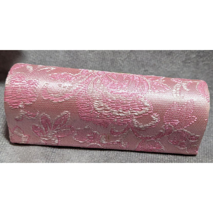 Pink Floral Brocade Mirrored Lipstick Case