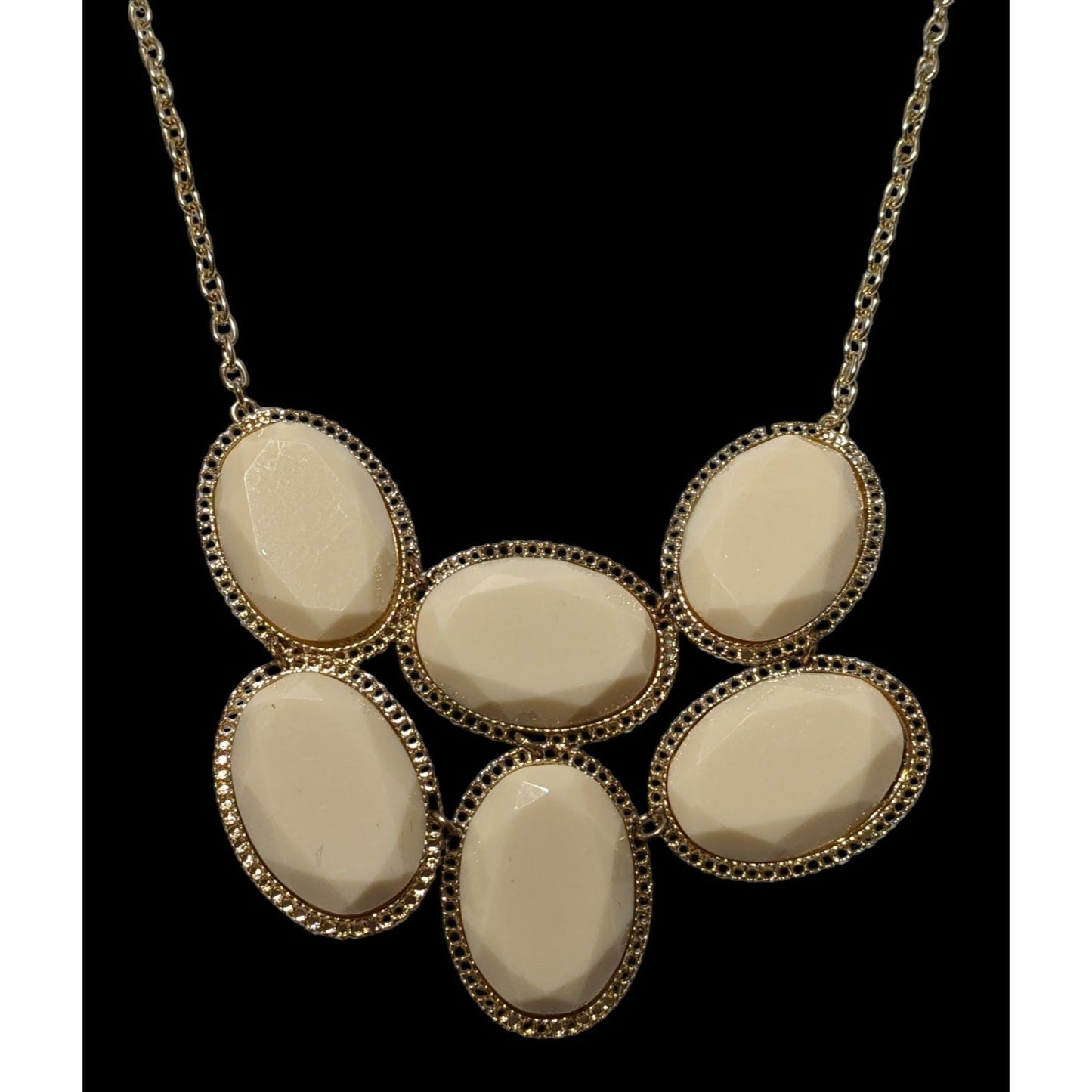 Retro Preppy Cream Gemmed Statement Necklace