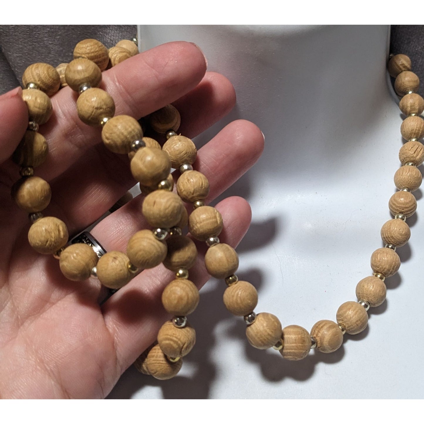 Casual Retro Tan Wooden Beaded  Necklace