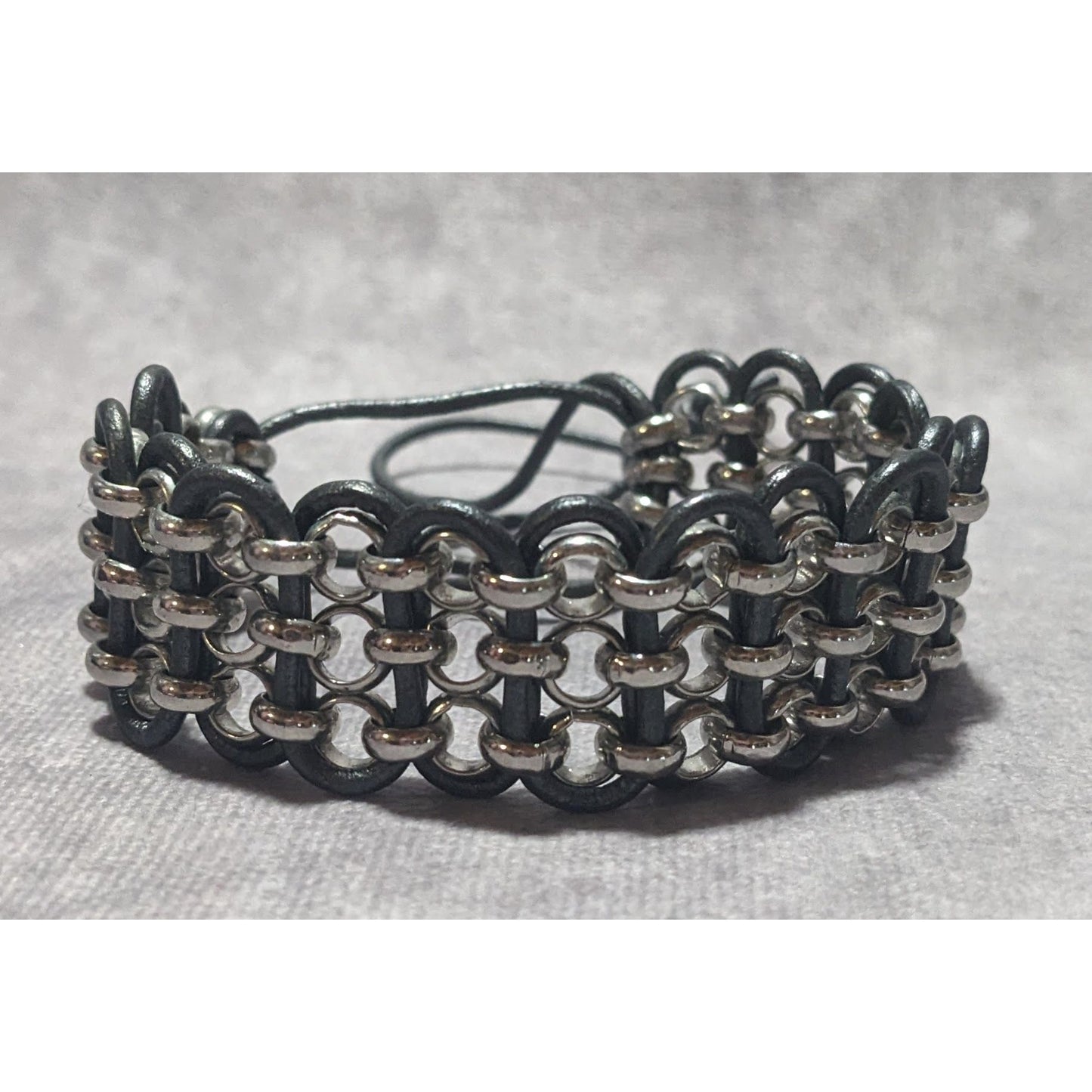 Leather Woven Rolo Chain Bracelet