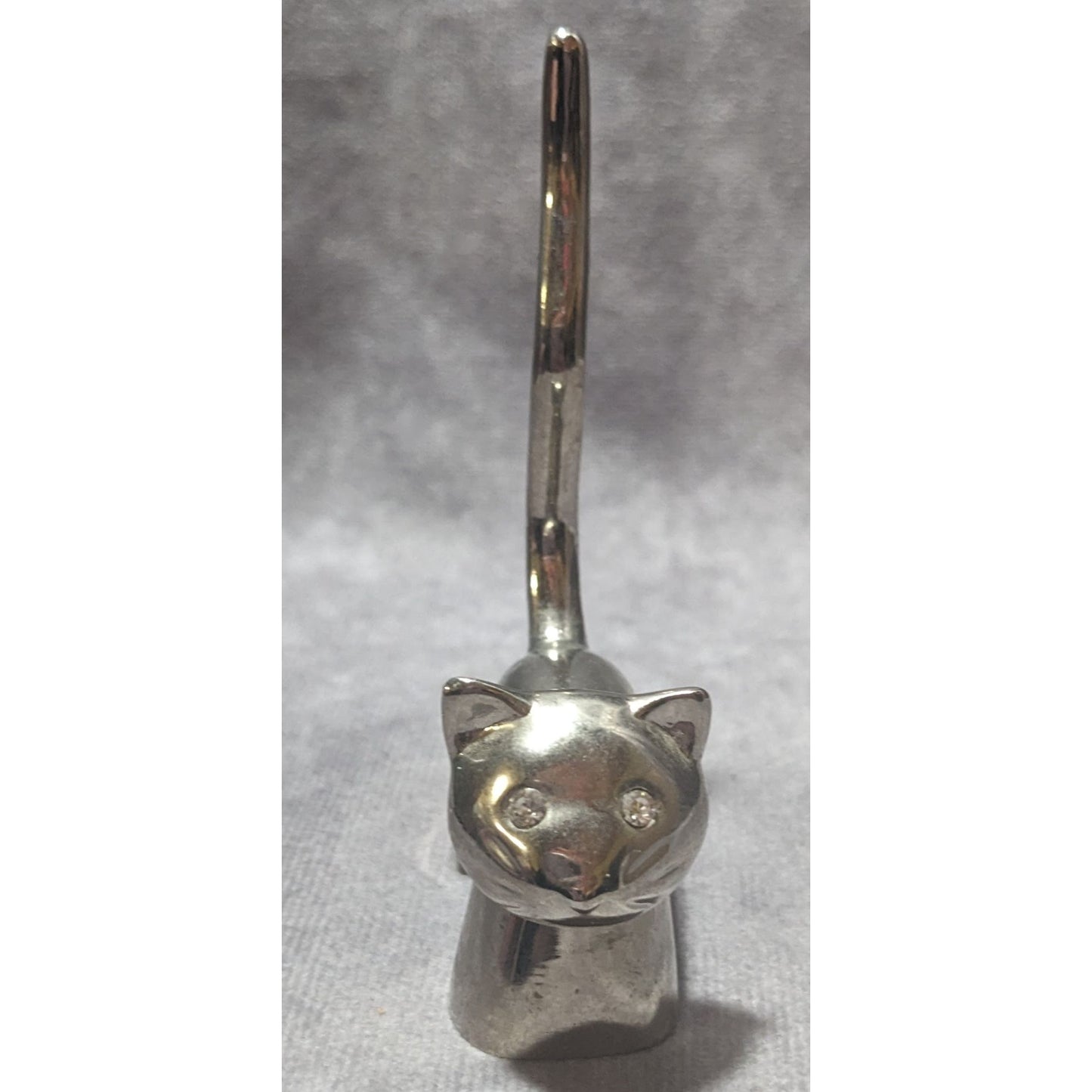 Vintage Silver Cat Ring Holder