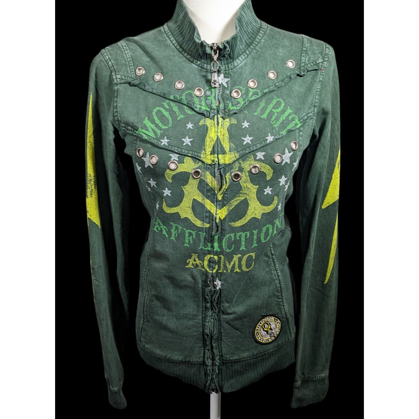 Affliction Gothic American Customs Motor Club Green Jacket
