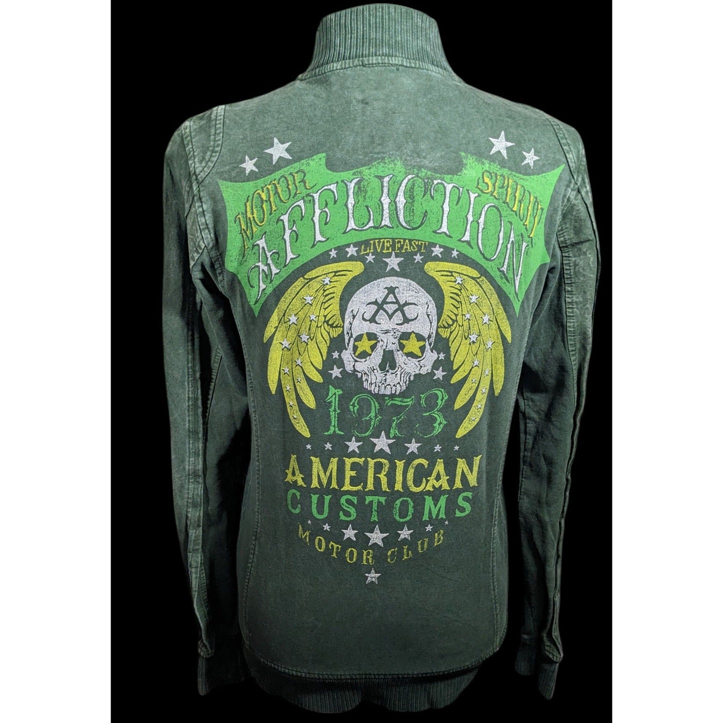 Affliction Gothic American Customs Motor Club Green Jacket