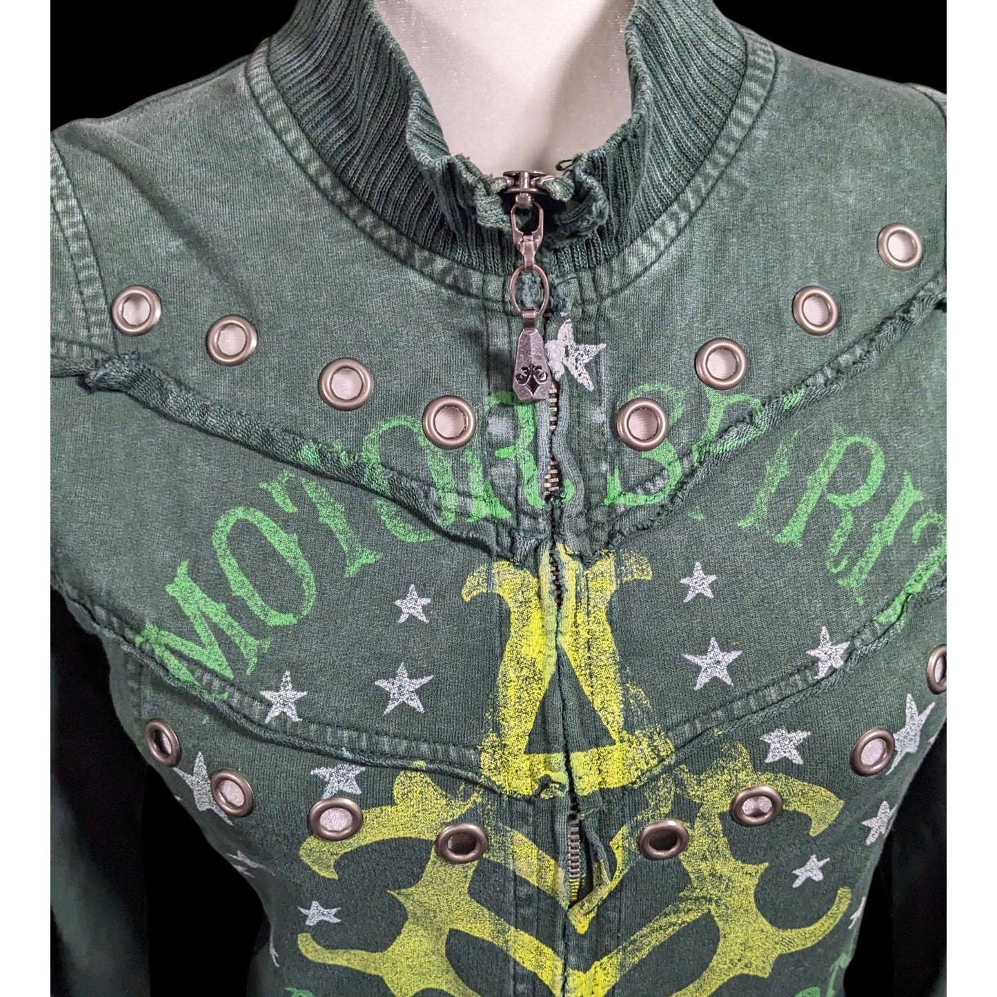Affliction Gothic American Customs Motor Club Green Jacket