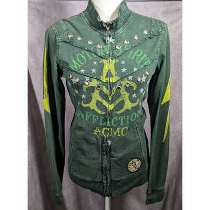 Affliction Gothic American Customs Motor Club Green Jacket