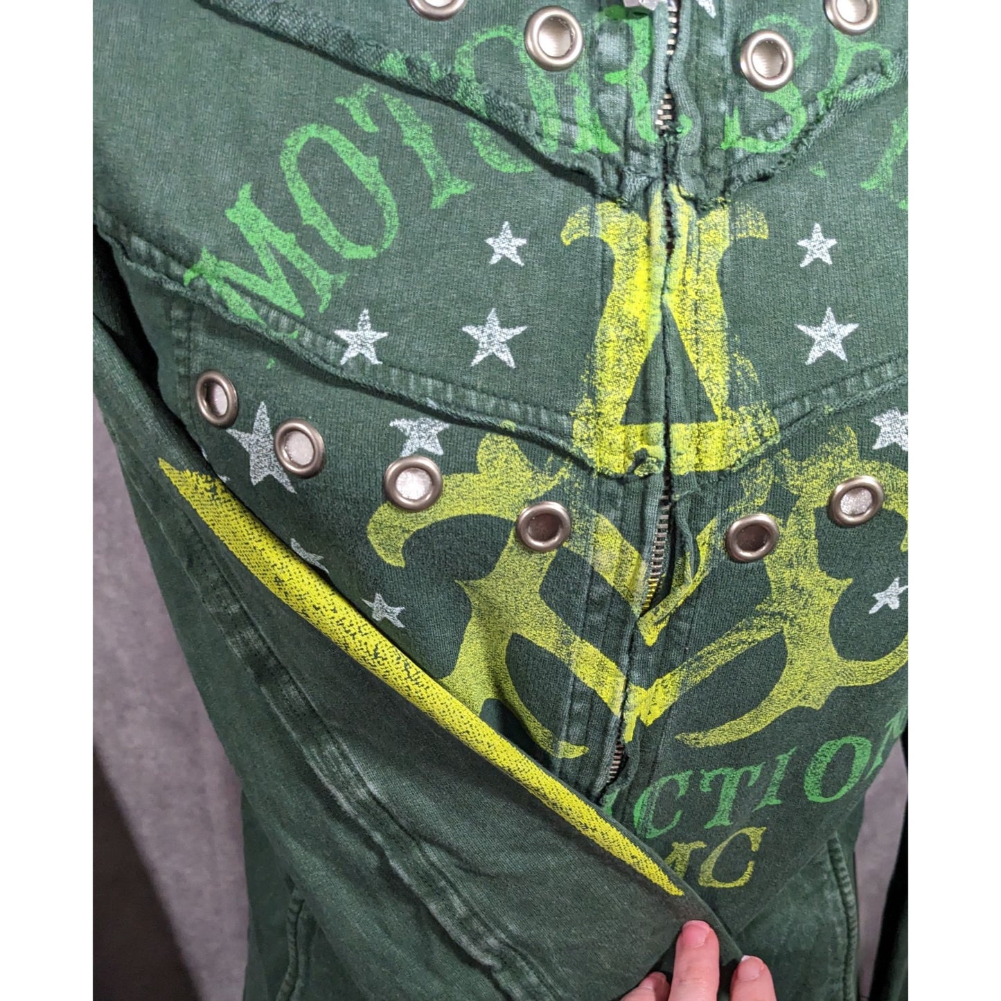 Affliction Gothic American Customs Motor Club Green Jacket