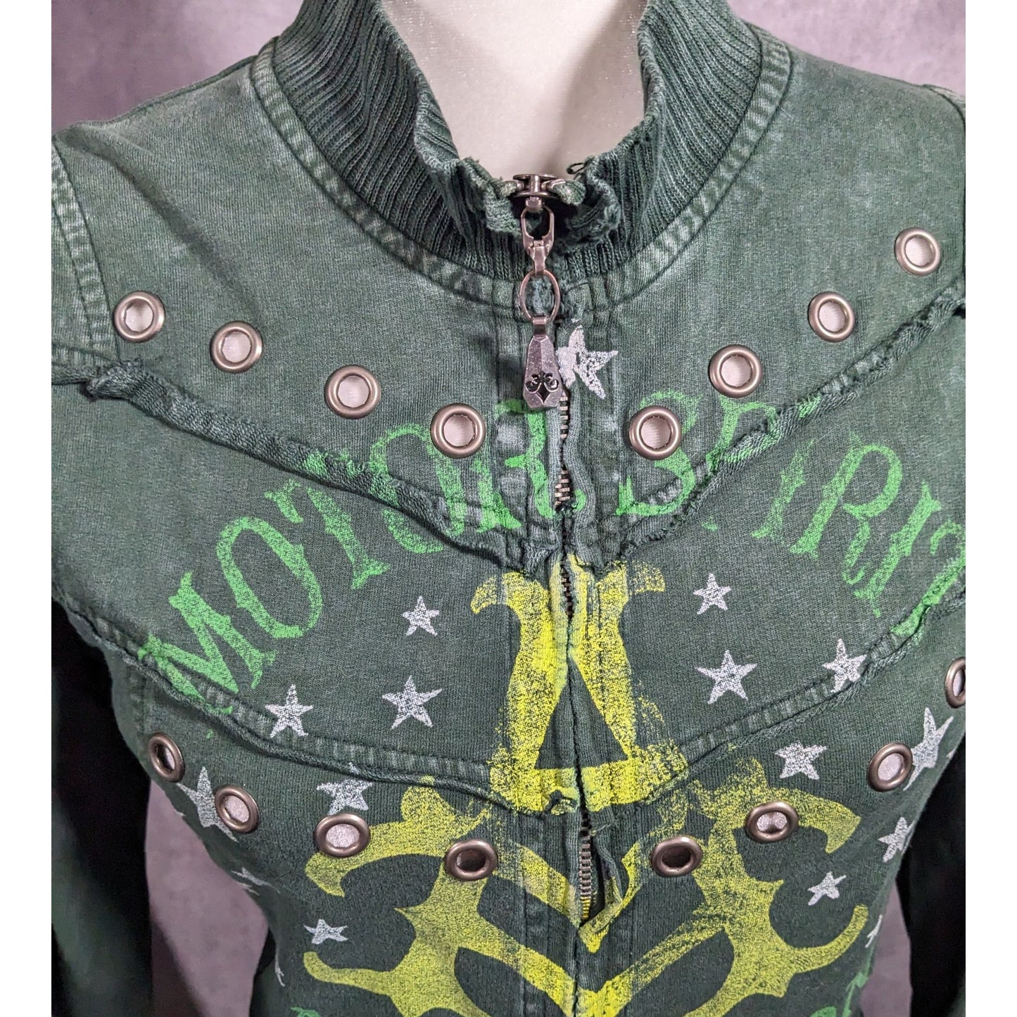 Affliction Gothic American Customs Motor Club Green Jacket