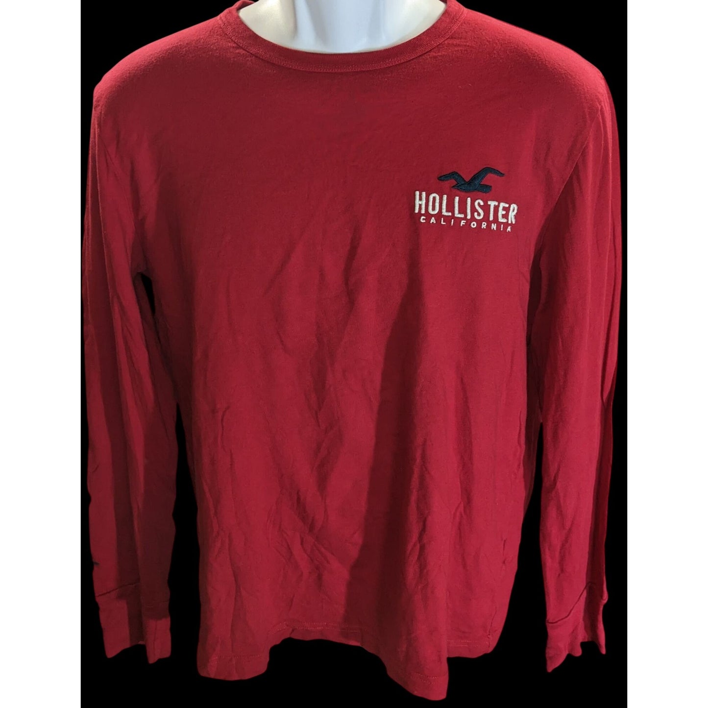 Hollister Long Sleeve Logo Shirt Red White Classic Preppy Men's