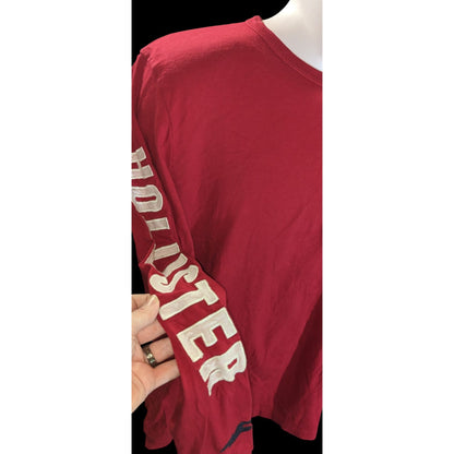 Hollister Long Sleeve Logo Shirt Red White Classic Preppy Men's
